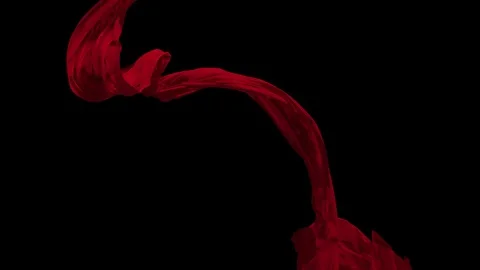 Red Fabric Flowing On Black Background, Slow Motion Stock Footage 125655080