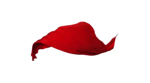 Red fabric flowing on white background, Slow Motion Stock Footage
