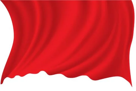 Red fabric flying on white background vector illustration. Stock Illustration