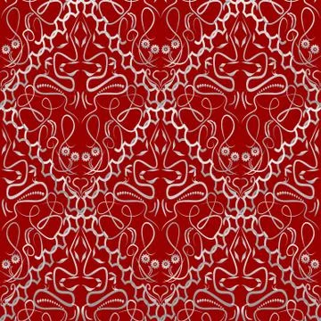 Red fabric with an light old-style brocade pattern Stock Illustration