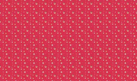 Red fabric with small white and yellow polka dots pattern Stock Illustration