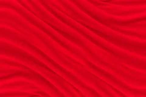 Red fabric texture background. Abstract cloth backdrop with soft waves. Stock Illustration