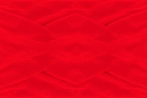 Red fabric texture background. Abstract cloth backdrop with soft waves. Stock Photos