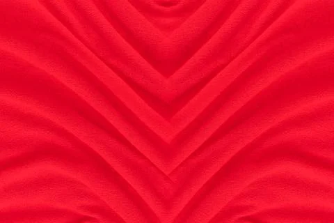 Red fabric texture background. Abstract cloth backdrop with soft waves. Stock Photos