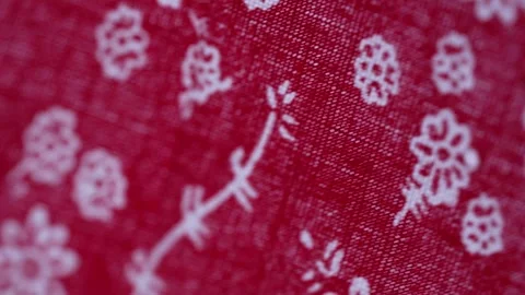 Red fabric texture with white floral pattern background Stock Footage 346171437