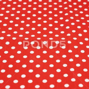 Red Fabric With The White Polka Dots