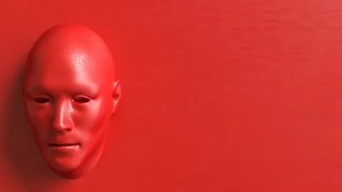 The Red face for Abstract Background concept 3d Rendering. イラスト素材