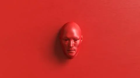 The Red face for Abstract Background concept 3d Rendering. イラスト素材