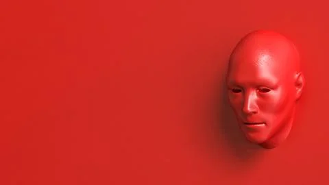 The Red face for Abstract Background concept 3d Rendering. イラスト素材