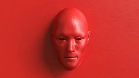 The Red face for Abstract Background concept 3d Rendering. イラスト素材