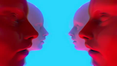 Red Faces Side Profiles Video stock 264050774