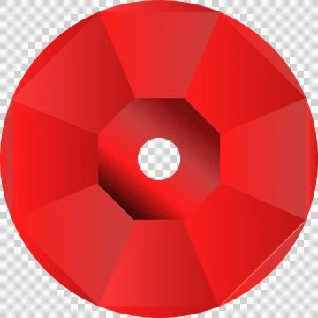 Red faceted gem ring is shining in 3D render on transparent background, copy Illustrazione stock