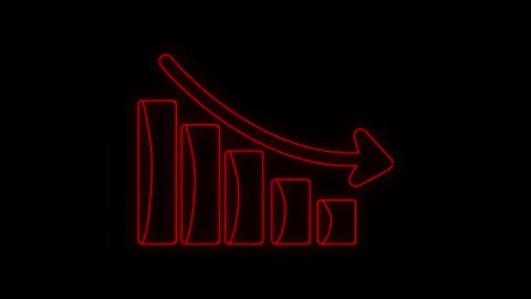 Red Falling Bar Chart Decline Arrow Graphic Stock-Footage 346814899