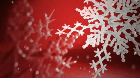 Red falling snowflakes Stock Footage 740984