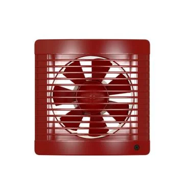 Red fan on a white background. Isolate. Stock Photos
