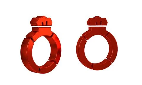 Red Fantasy magic stone ring with gem icon isolated on transparent background Stock Illustration