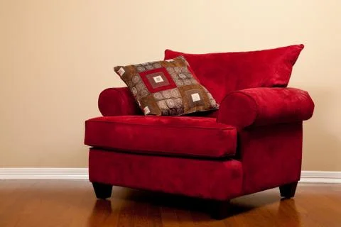 Red farbic chair empty Stock Photos