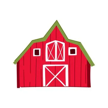 Red farm barn building representing agriculture and rural life Ilustración de archivo