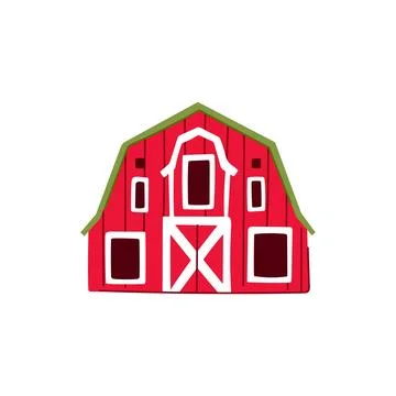 Red farm barn building representing agriculture and rural life Ilustración de archivo
