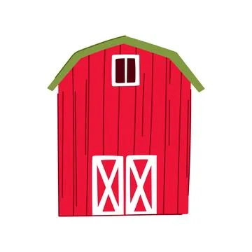Red farm barn building representing rural agriculture Ilustración de archivo