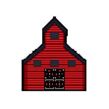 Red farm barn building representing rural agriculture symbol Ilustración de archivo