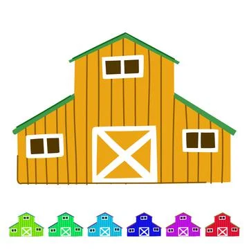 Red farm barn building representing rural agriculture graphic Stock Illustration
