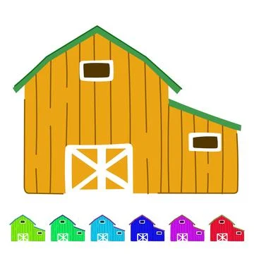 Red farm barn building representing rural life graphic Ilustración de archivo