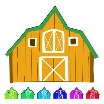 Red farm barn building representing agriculture and rural life graphic Ilustración de archivo