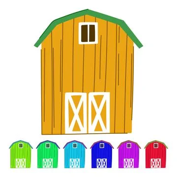 Red farm barn building representing rural agriculture graphic Ilustração Stock