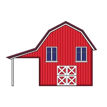 Red farm barn building vector illustration on white Ilustración de archivo