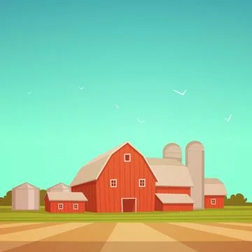 Red Farm Barn Stock Illustration