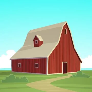 Red Farm Barn Stock Illustration