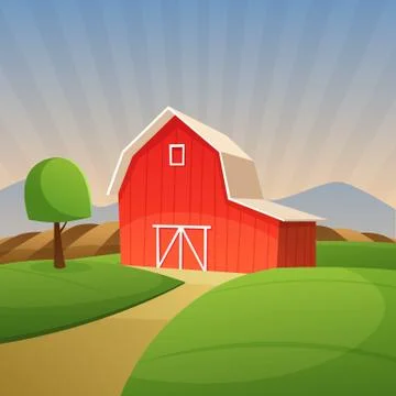 Red Farm Barn Stock Illustration