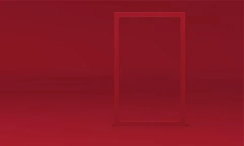 Red fashion 3d frame rectangular decor element geometric shape at studio ba.. Stock Illustration