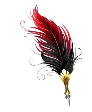 Red feather pen Stock Illustration