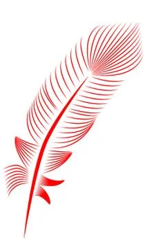 Red feather on white background, isolated. letter, flight 스톡 일러스트
