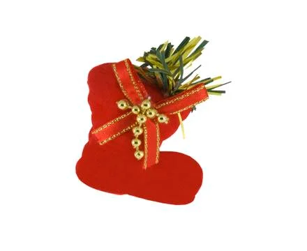 Red felt boot isolated over white Stock Photos
