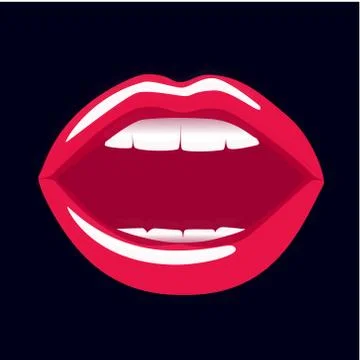 Red female lips Illustrazione stock
