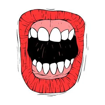 Red female lips sketch vector illustration line art Stock Illustration