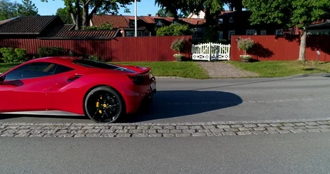A red Ferrari Stock Footage 122594372