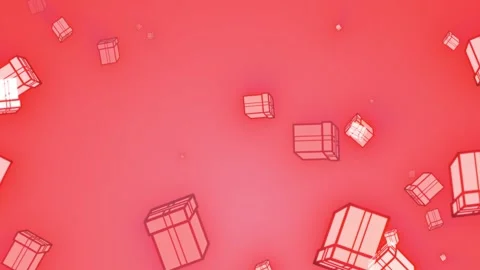 Red festive background with floating glowing gift boxes 스톡 동영상 327196261
