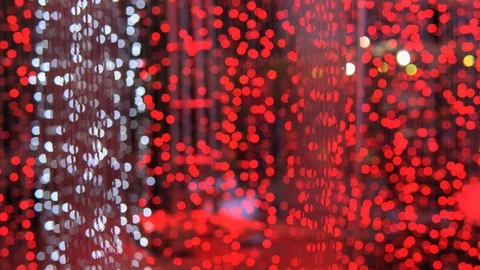 Red Festive bokeh light Christmas background. Stock Footage