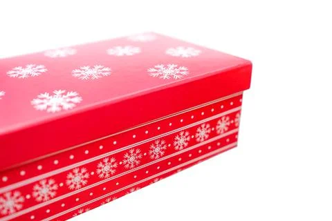 Red festive box on a white background Stock Photos
