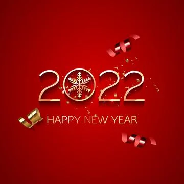 Red Festive Holiday Background with 2022 happy new year with gold numbers Stock Illustration