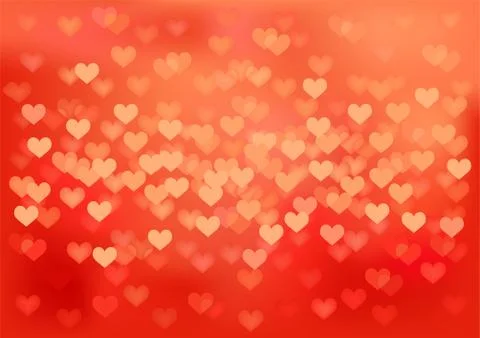 Red festive lights in heart shape, vector background. Stock Illustration