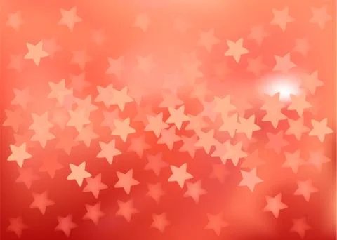 Red festive lights in star shape, vector background. Stock Illustration