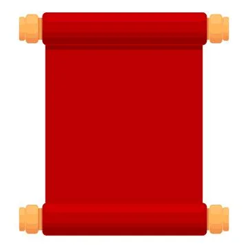 Red festive scroll icon cartoon vector. Lunar China Stock Illustration