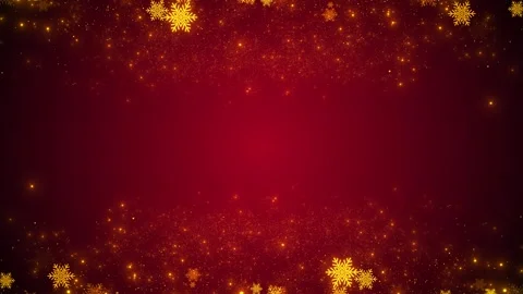 Red festive snowflake background golden sparkles, glowing particles, rich holida Stock Footage 340398945