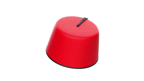 Red fez with black tassel Stock Footage 220785640