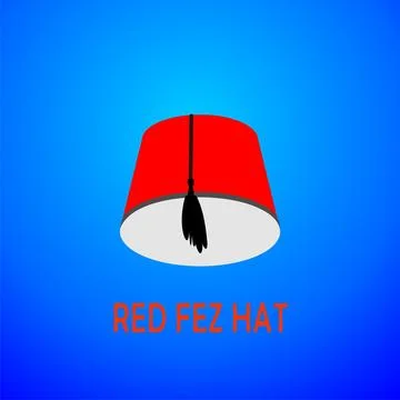 Red fez hat flat vector illustration Stock Illustration
